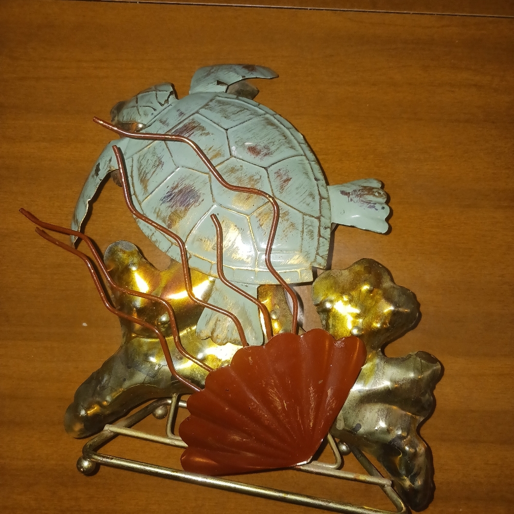 Turtle Sculpture Metal 3D Stand Alone Vintage Sea Turtle Decor Collectible